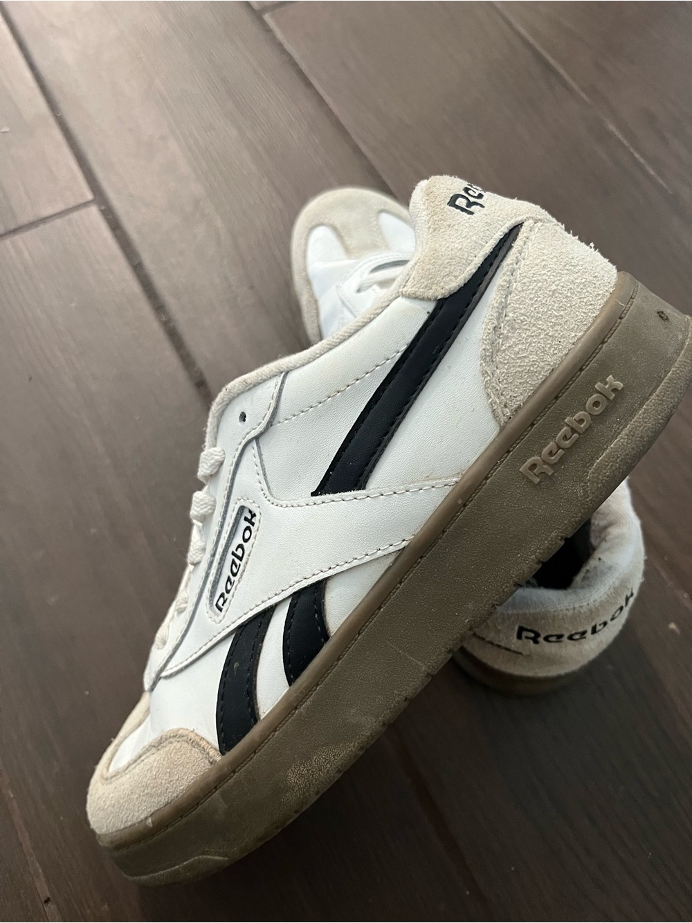 Reebok White Black Tan Low-Top Sneakers